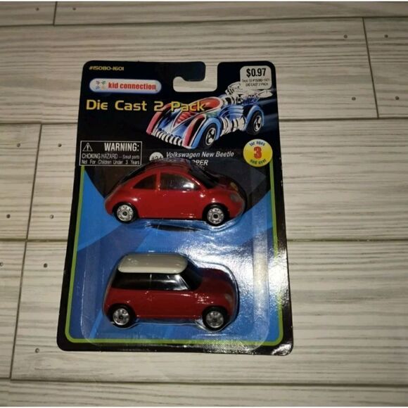 Kid Connection Die Cast 2 Pack #34 Volkswagen New Beetle & Mini Cooper 1/64 - Picture 1 of 8